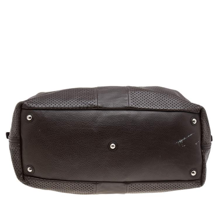 مملوكة مسبقًا Yves Saint Laurent Brown Perforated Leather Medium Easy Y Satchel