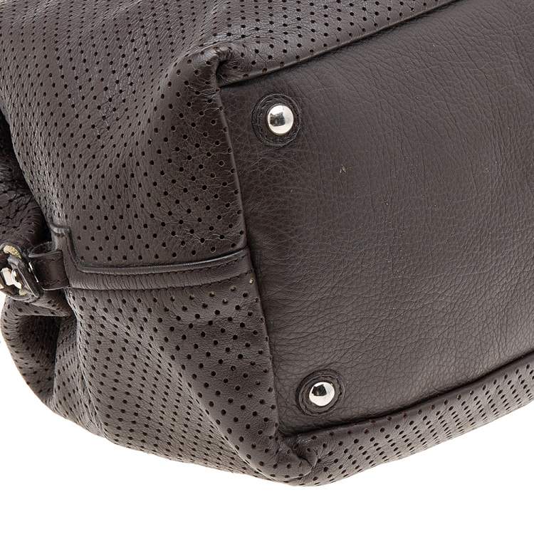 مملوكة مسبقًا Yves Saint Laurent Brown Perforated Leather Medium Easy Y Satchel
