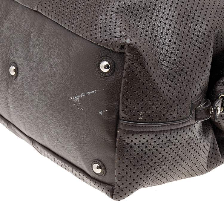 مملوكة مسبقًا Yves Saint Laurent Brown Perforated Leather Medium Easy Y Satchel