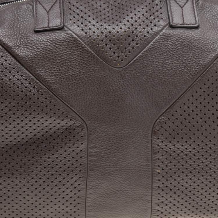 مملوكة مسبقًا Yves Saint Laurent Brown Perforated Leather Medium Easy Y Satchel