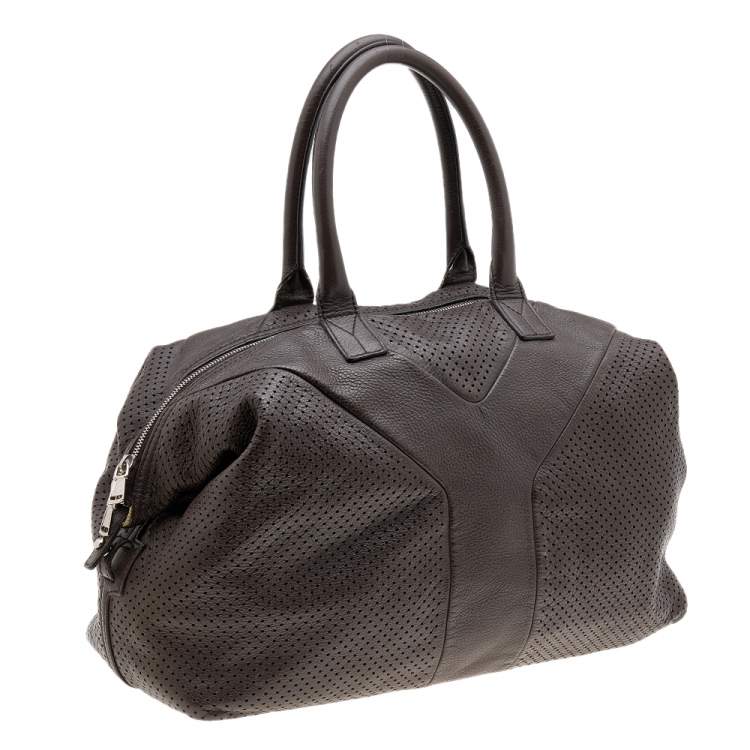 مملوكة مسبقًا Yves Saint Laurent Brown Perforated Leather Medium Easy Y Satchel