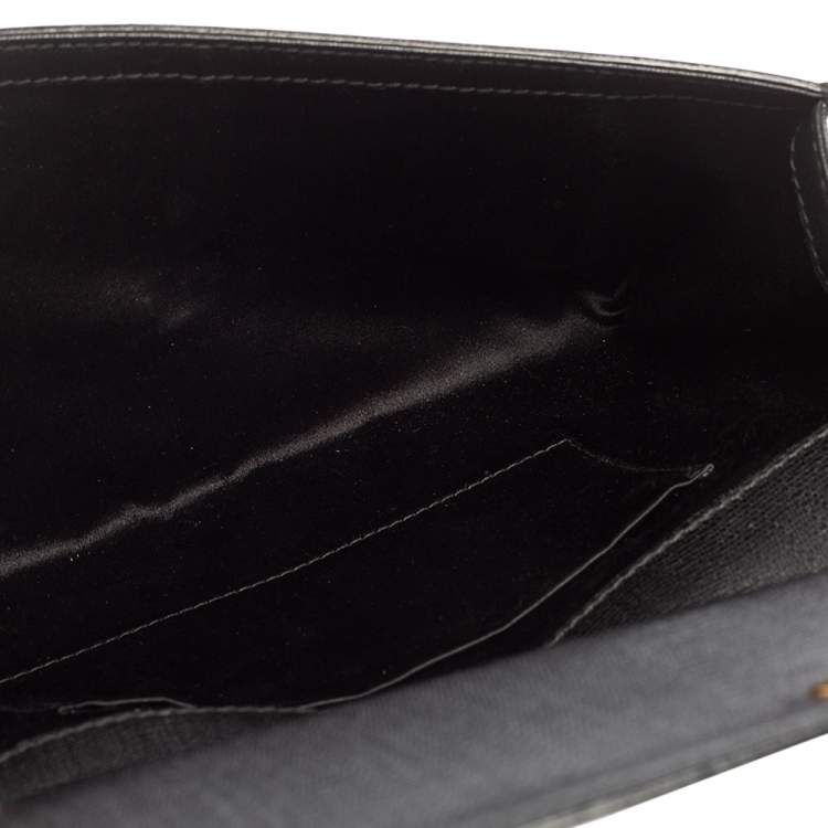 Pre Owned Yves Saint Laurent Black Textured Leather Y-Ligne Clutch