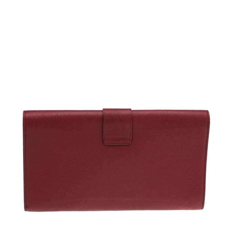 Pre Owned Yves Saint Laurent Red Leather Y-Ligne Clutch