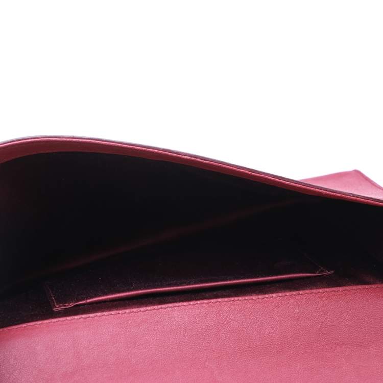 Pre Owned Yves Saint Laurent Red Leather Y-Ligne Clutch