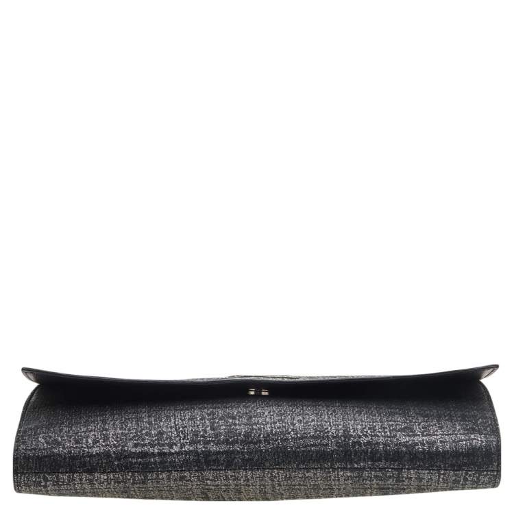 Pre Owned Yves Saint Laurent Metallic Suede Belle De Jour Flap Clutch