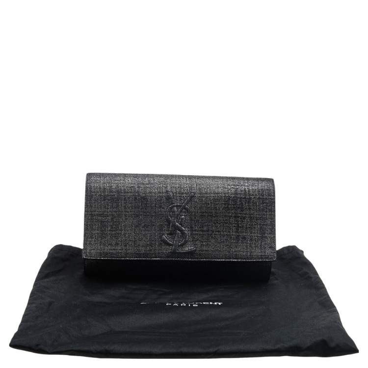Pre Owned Yves Saint Laurent Metallic Suede Belle De Jour Flap Clutch