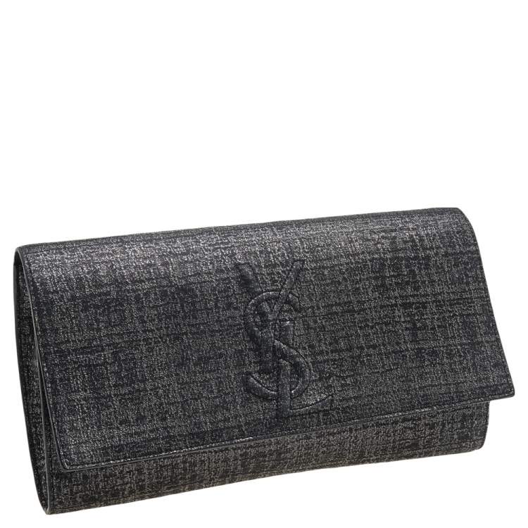 Pre Owned Yves Saint Laurent Metallic Suede Belle De Jour Flap Clutch