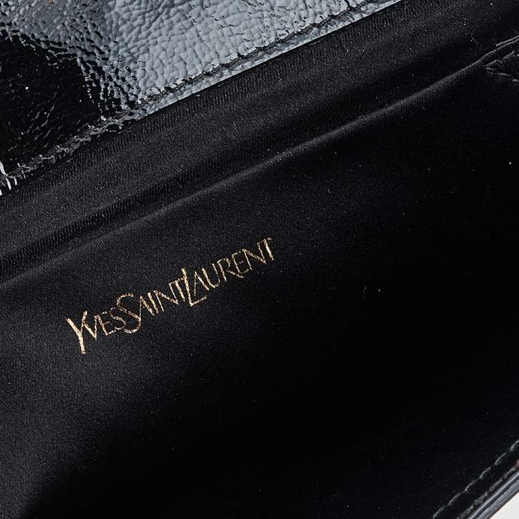 Pre Owned Yves Saint Laurent Black Patent Leather Belle De Jour Flap Clutch
