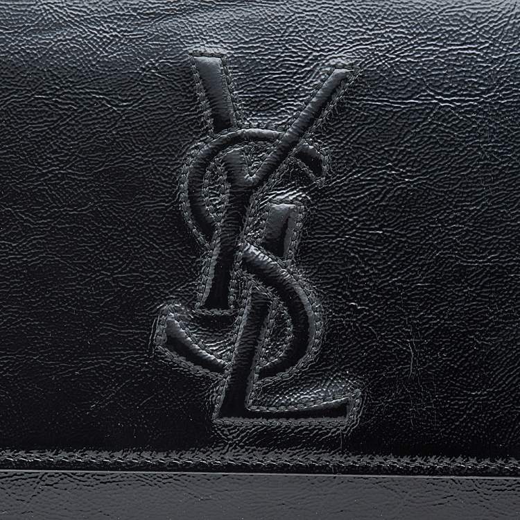 Pre Owned Yves Saint Laurent Black Patent Leather Belle De Jour Flap Clutch