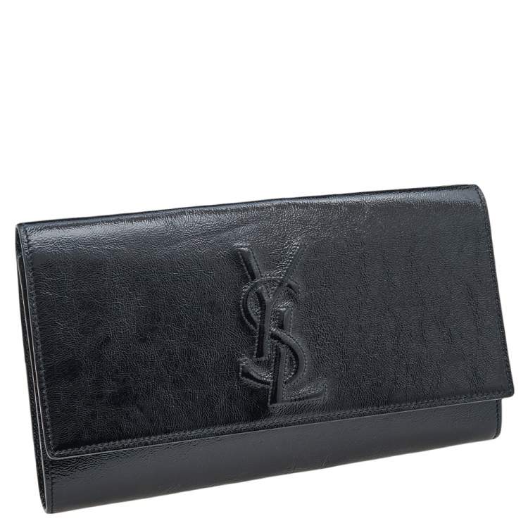 Pre Owned Yves Saint Laurent Black Patent Leather Belle De Jour Flap Clutch
