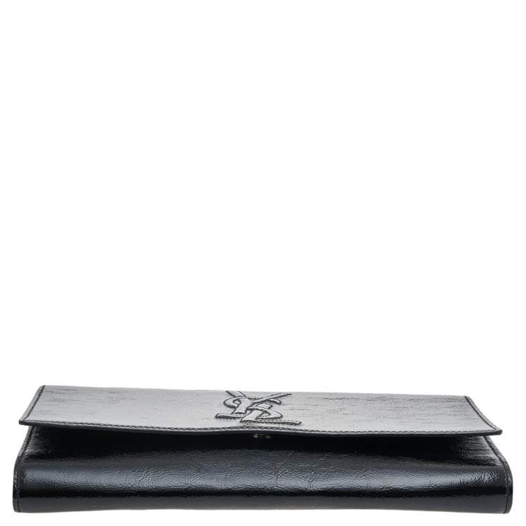 Pre Owned Yves Saint Laurent Black Patent Leather Belle De Jour Flap Clutch