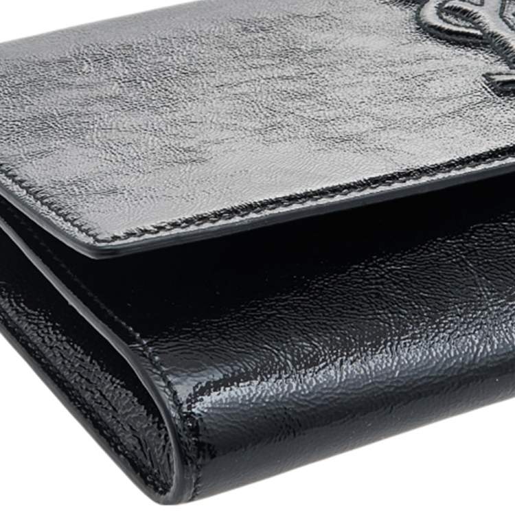 Pre Owned Yves Saint Laurent Black Patent Leather Belle De Jour Flap Clutch