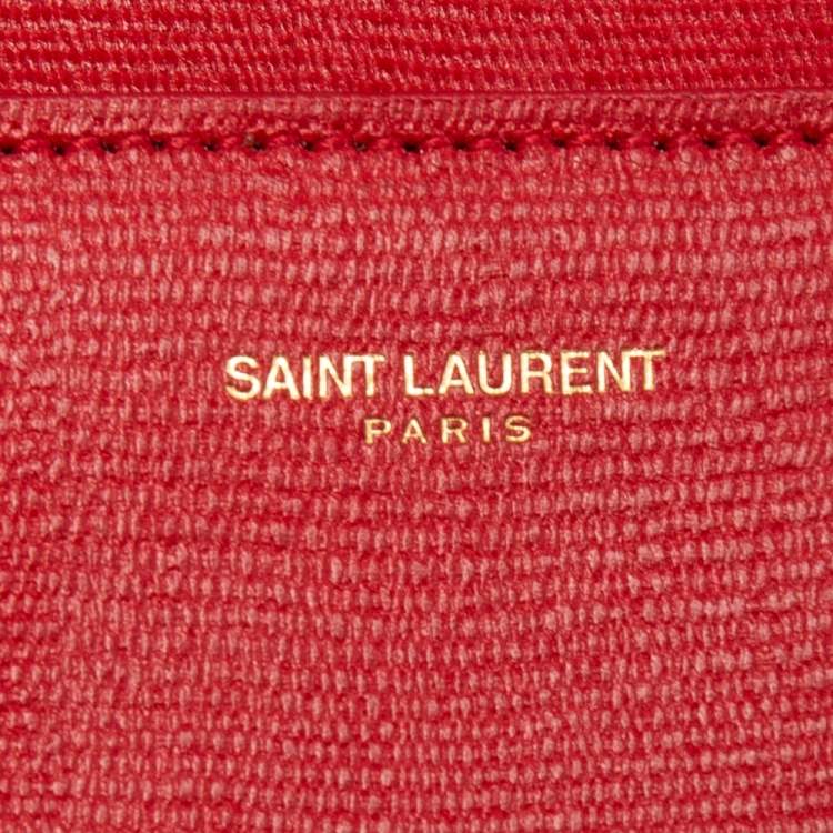 Pre Owned Yves Saint Laurent Red Textured Leather Y-Ligne Clutch