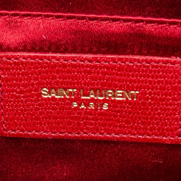 Pre Owned Yves Saint Laurent Red Textured Leather Y-Ligne Clutch