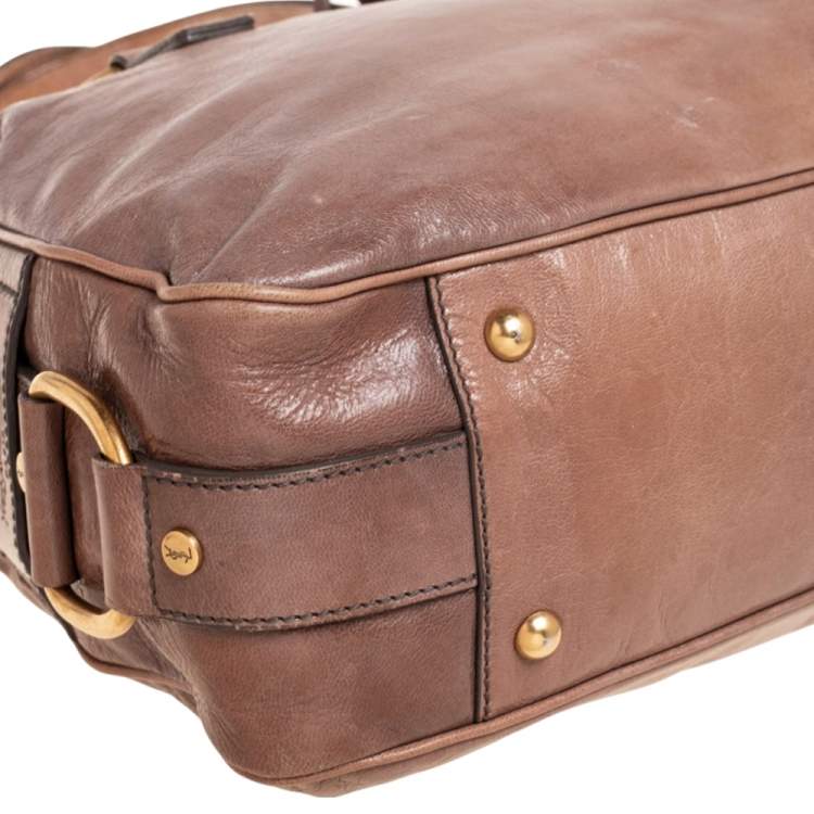 Pre Owned Yves Saint Laurent Beige Glossy Leather Rive Gauche Satchel