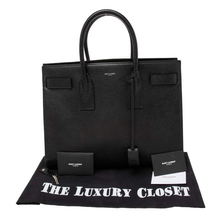 Pre Owned Saint Laurent Black Leather Medium Sac De Jour Tote