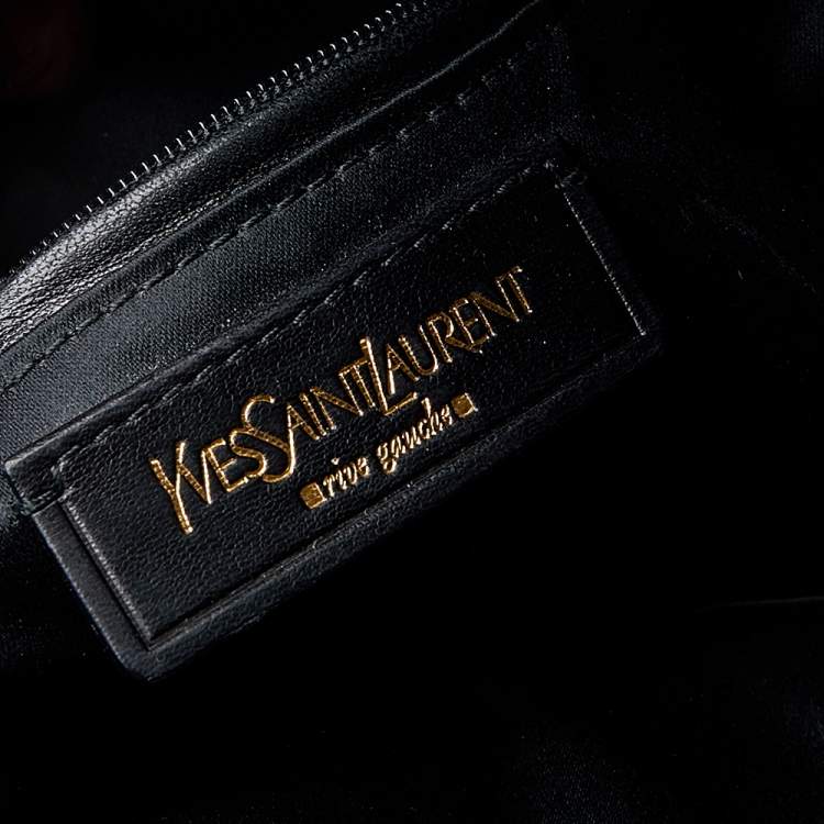 Pre Owned Yves Saint Laurent Metallic Silver Leather Large Y Mail Tote