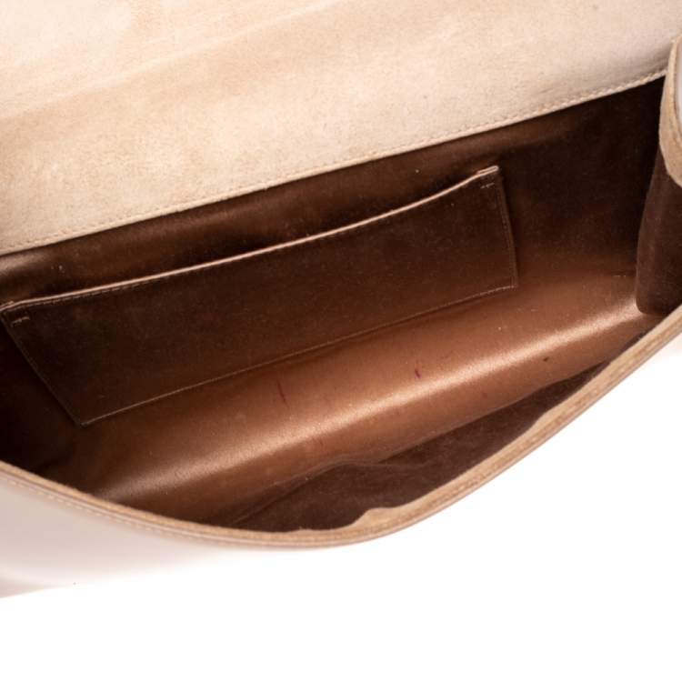 Pre Owned Yves Saint Laurent Beige Patent Leather Belle De Jour Flap Clutch