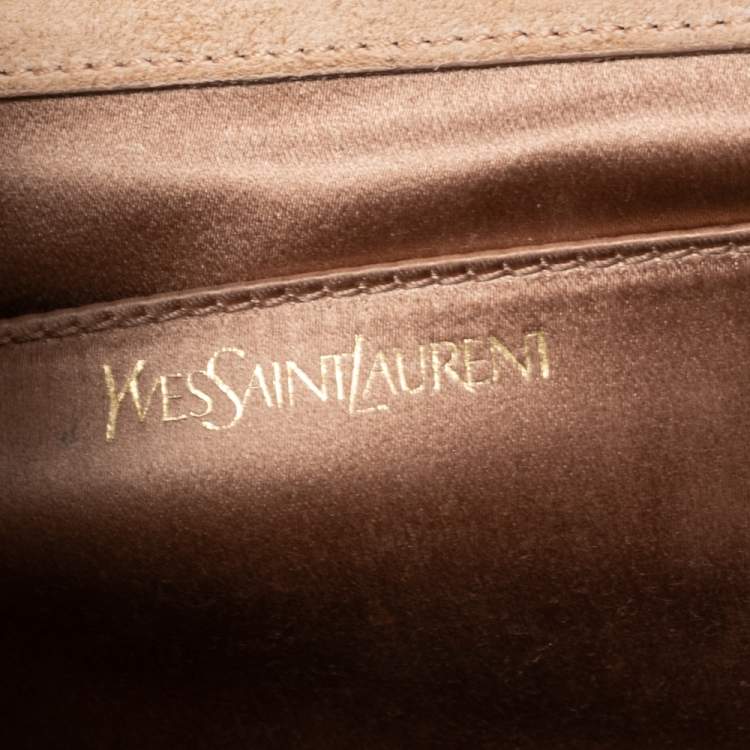 Pre Owned Yves Saint Laurent Beige Patent Leather Belle De Jour Flap Clutch