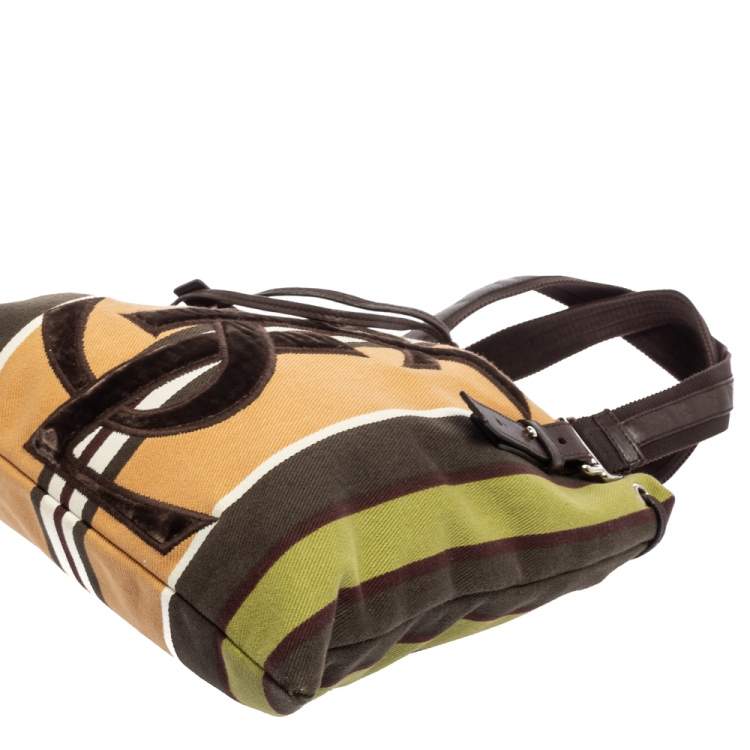 Pre Owned Yves Saint Laurent Multicolor Canvas & Velvet Drawstring Kahala Tote