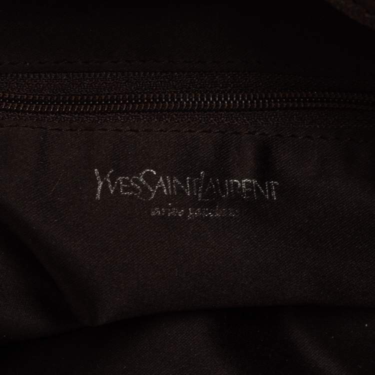 Pre Owned Yves Saint Laurent Multicolor Canvas & Velvet Drawstring Kahala Tote