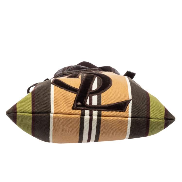 Pre Owned Yves Saint Laurent Multicolor Canvas & Velvet Drawstring Kahala Tote