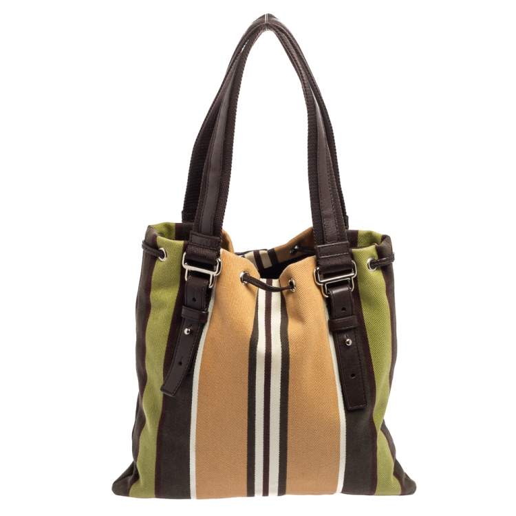 Pre Owned Yves Saint Laurent Multicolor Canvas & Velvet Drawstring Kahala Tote