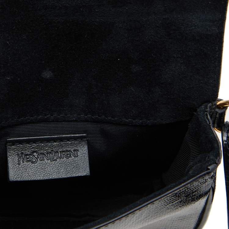 Pre Owned Yves Saint Laurent Black Patent Chyc Mini Belt Bag