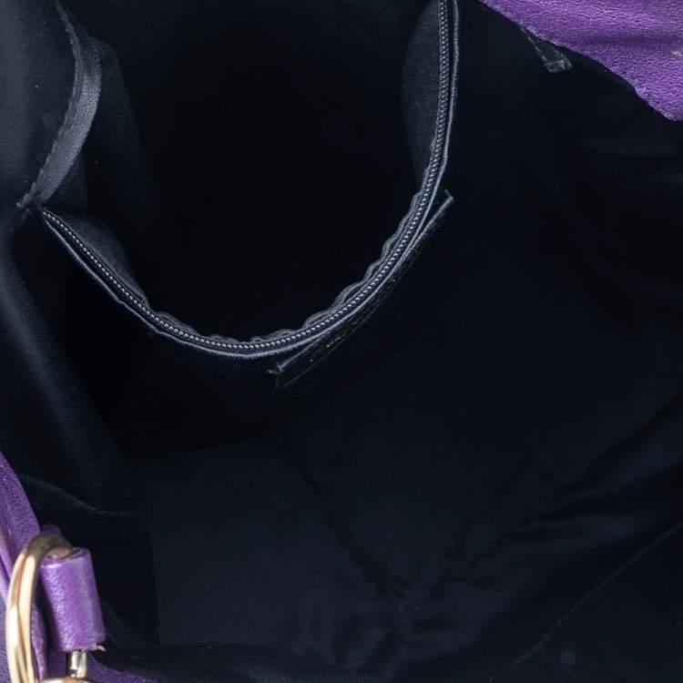 Pre Owned Yves Saint Laurent Purple Leather Roady Hobo