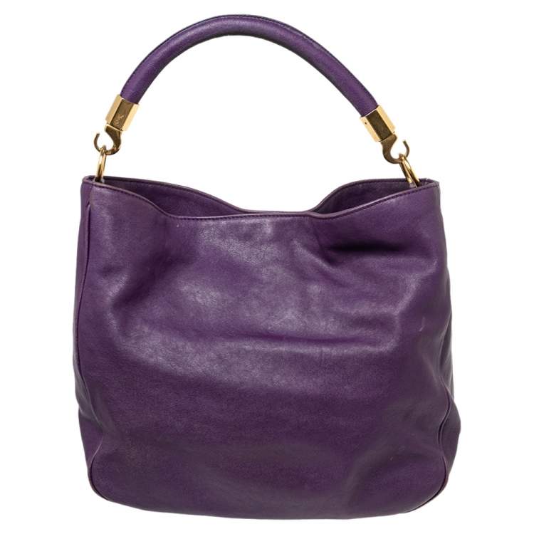 Pre Owned Yves Saint Laurent Purple Leather Roady Hobo