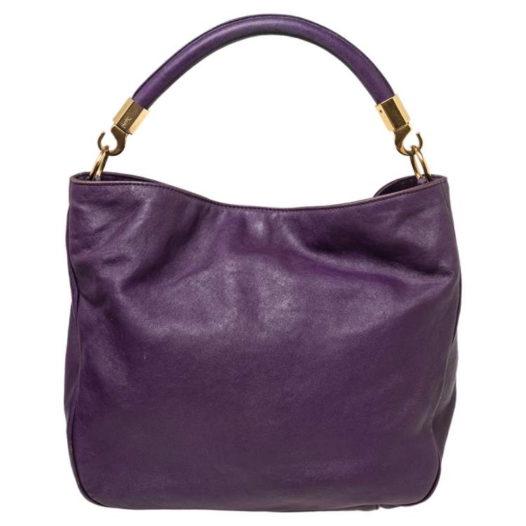 Pre Owned Yves Saint Laurent Purple Leather Roady Hobo