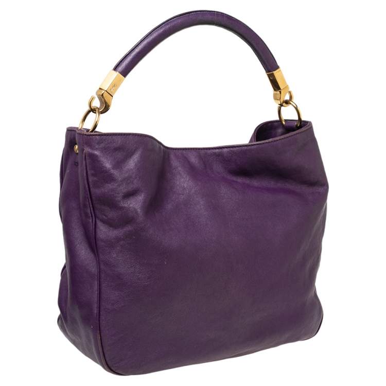 Pre Owned Yves Saint Laurent Purple Leather Roady Hobo