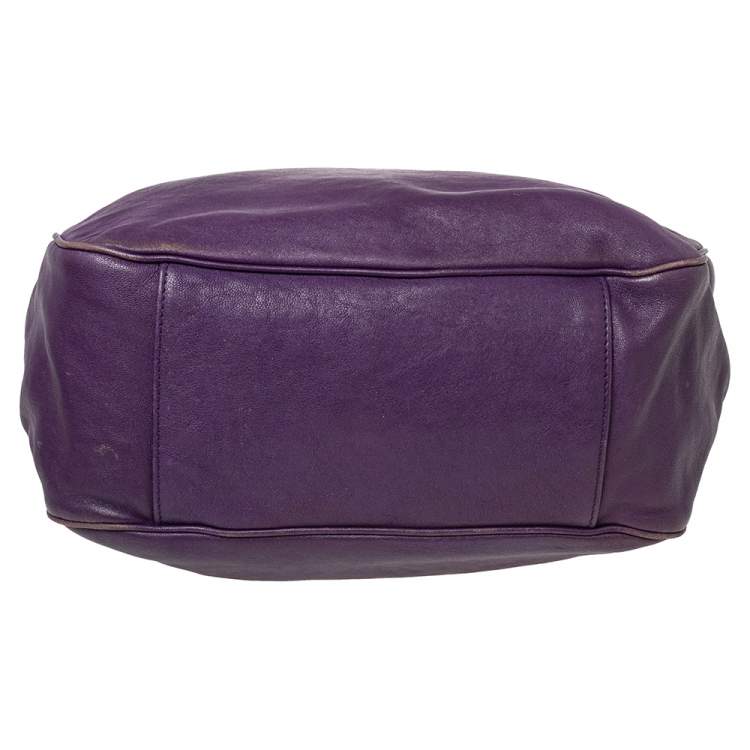 Pre Owned Yves Saint Laurent Purple Leather Roady Hobo