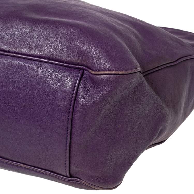Pre Owned Yves Saint Laurent Purple Leather Roady Hobo