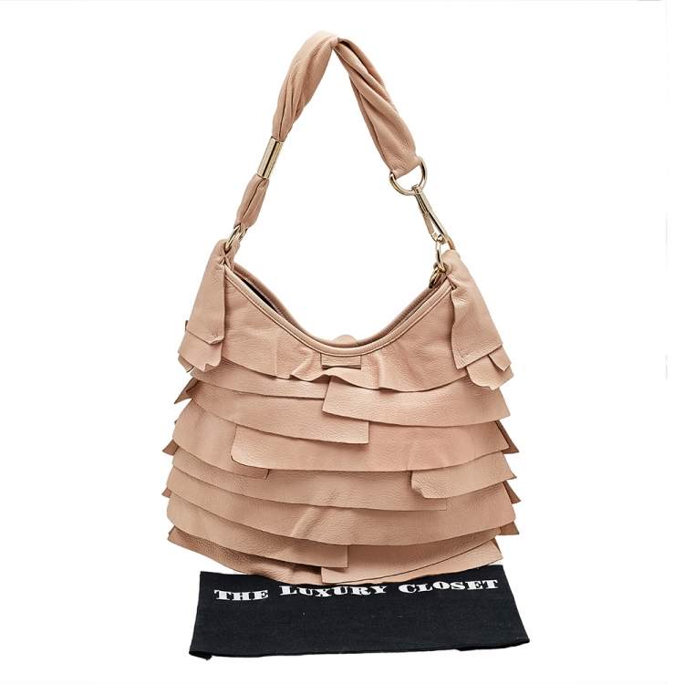 Pre Owned Yves Saint Laurent Beige Leather St. Tropez Hobo