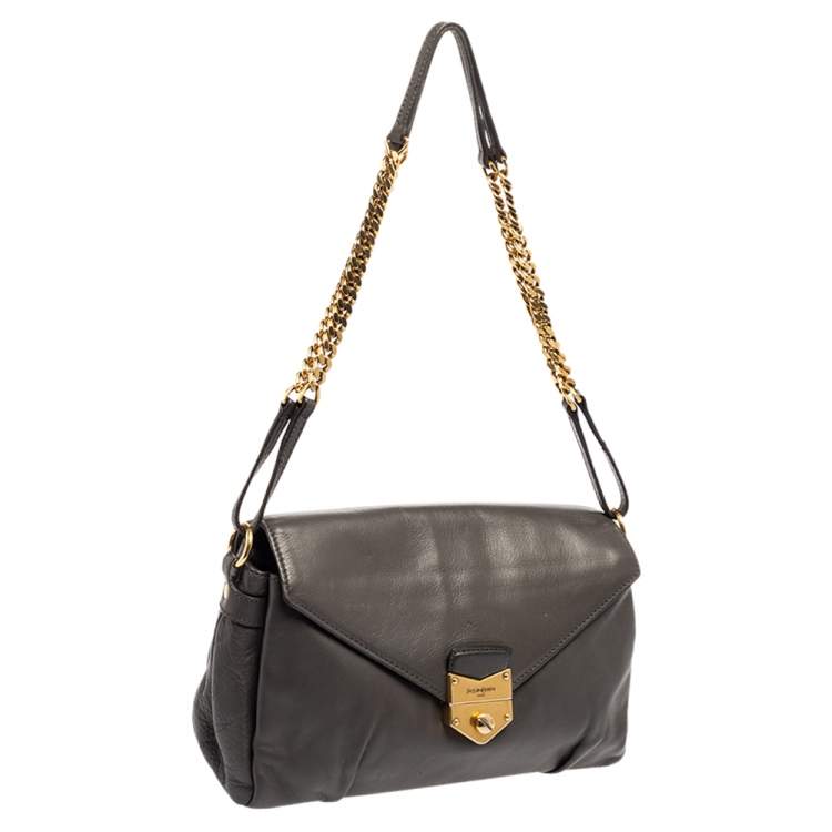 Pre Owned Yves Saint Laurent Grey Leather Dandy Shoulder Bag
