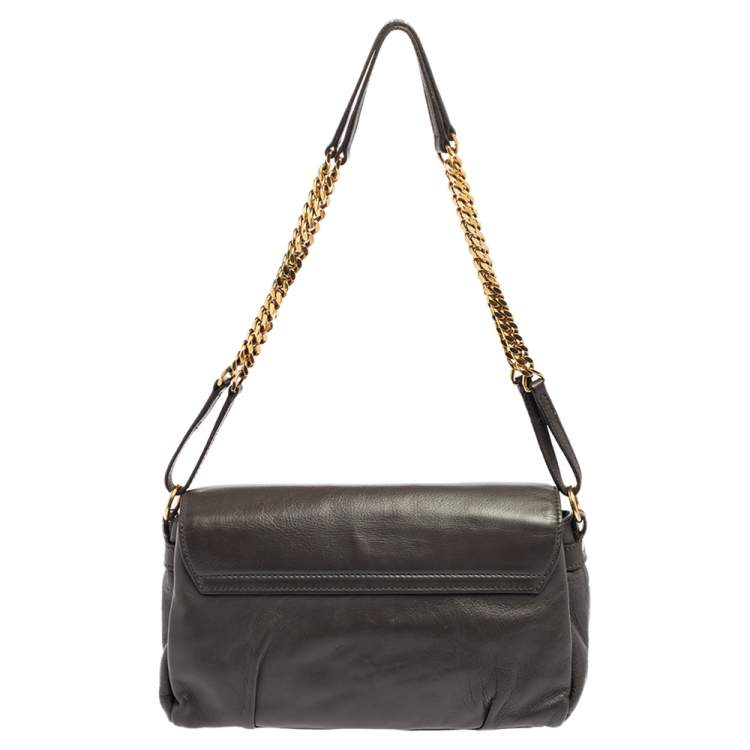 Pre Owned Yves Saint Laurent Grey Leather Dandy Shoulder Bag