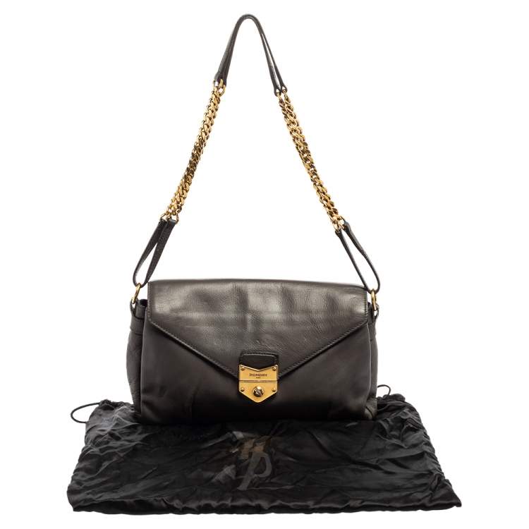 Pre Owned Yves Saint Laurent Grey Leather Dandy Shoulder Bag