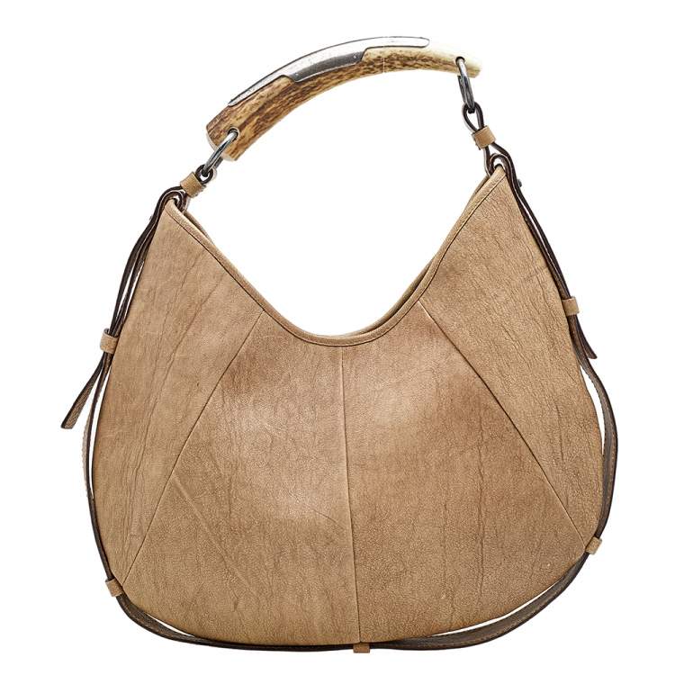 Pre Owned Yves Saint Laurent Beige Leather Vincennes Mombasa Hobo
