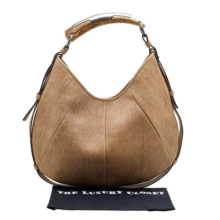 Pre Owned Yves Saint Laurent Beige Leather Vincennes Mombasa Hobo