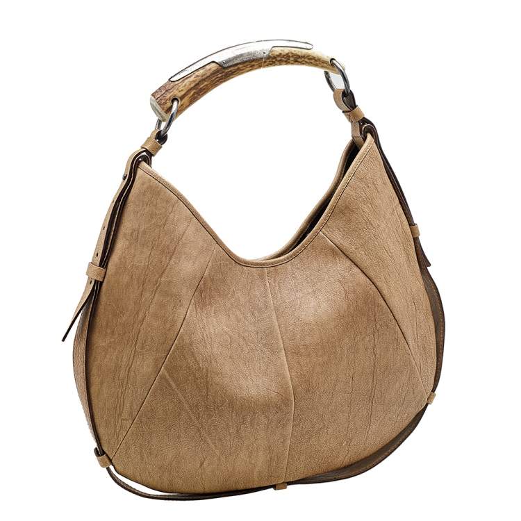Pre Owned Yves Saint Laurent Beige Leather Vincennes Mombasa Hobo