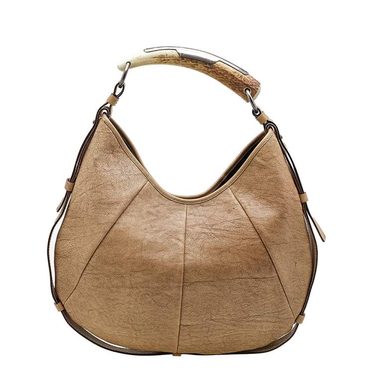 Pre Owned Yves Saint Laurent Beige Leather Vincennes Mombasa Hobo