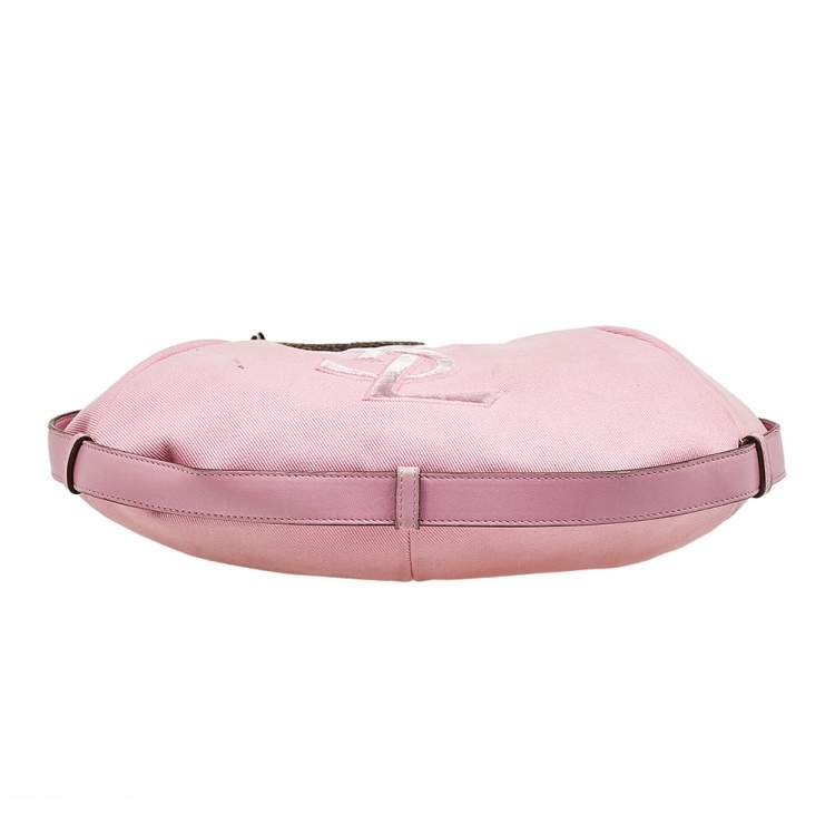 Pre Owned Yves Saint Laurent Pink Canvas And Leather Vincennes Mombasa Hobo