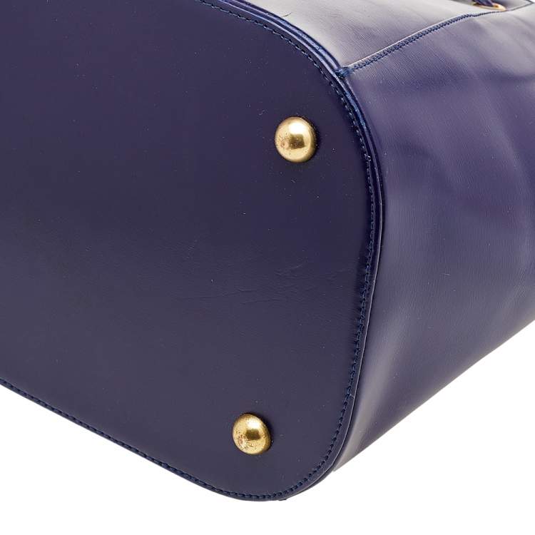 Pre Owned Yves Saint Laurent Blue Leather Vintage Drawstring Bucket Bag
