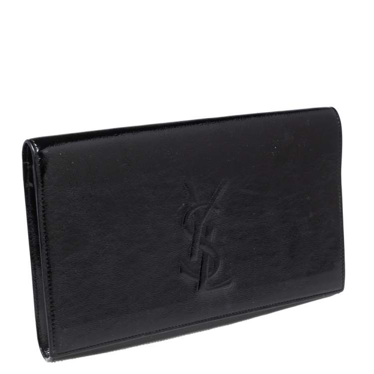 Pre Owned Yves Saint Laurent Black Patent Leather Belle De Jour Clutch