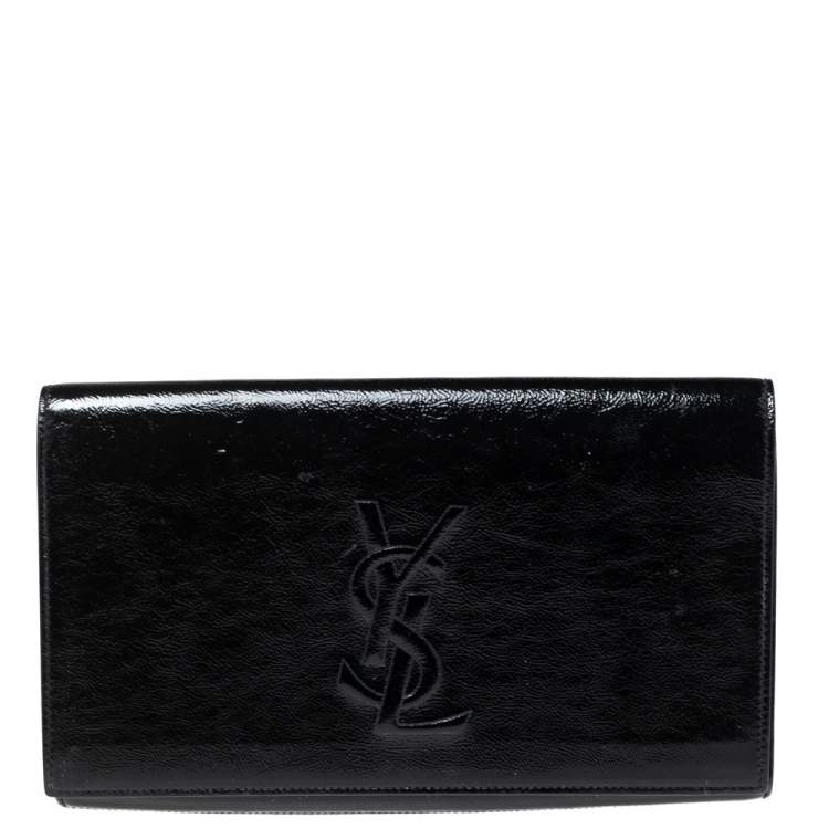 Pre Owned Yves Saint Laurent Black Patent Leather Belle De Jour Clutch