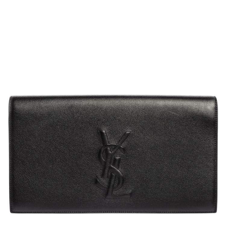 Pre Owned Yves Saint Laurent Black Leather Belle De Jour Flap Clutch
