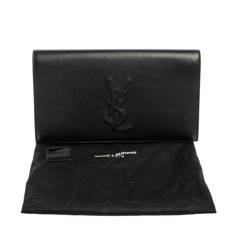 Pre Owned Yves Saint Laurent Black Leather Belle De Jour Flap Clutch
