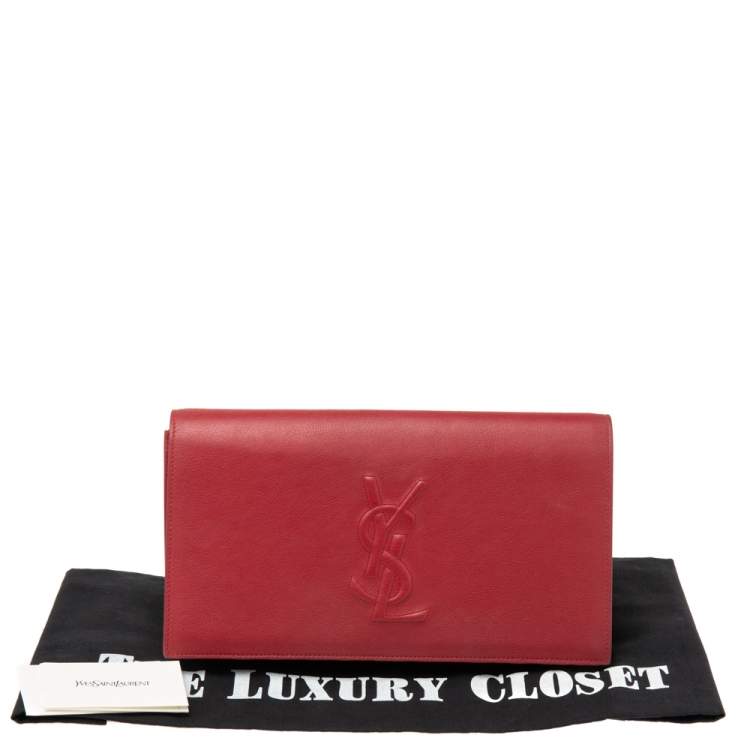 Pre Owned Yves Saint Laurent Red Leather Belle De Jour Clutch