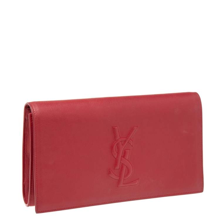 Pre Owned Yves Saint Laurent Red Leather Belle De Jour Clutch